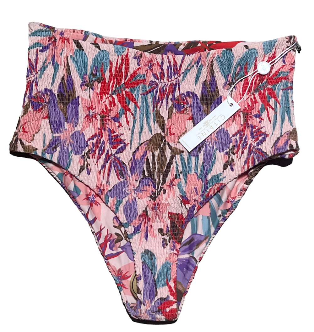CITRINE FREE PEOPLE DAKOTA ALOHA BLOOMS HIGH WAIST BIKINI SWIMSUIT BOTTOMS L